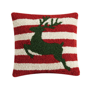 'Reindeer and Stripes Hooked Cushion'