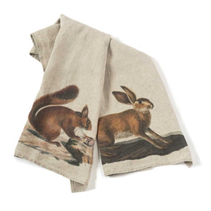 'Hare & Squirrel Linen Towels Set'