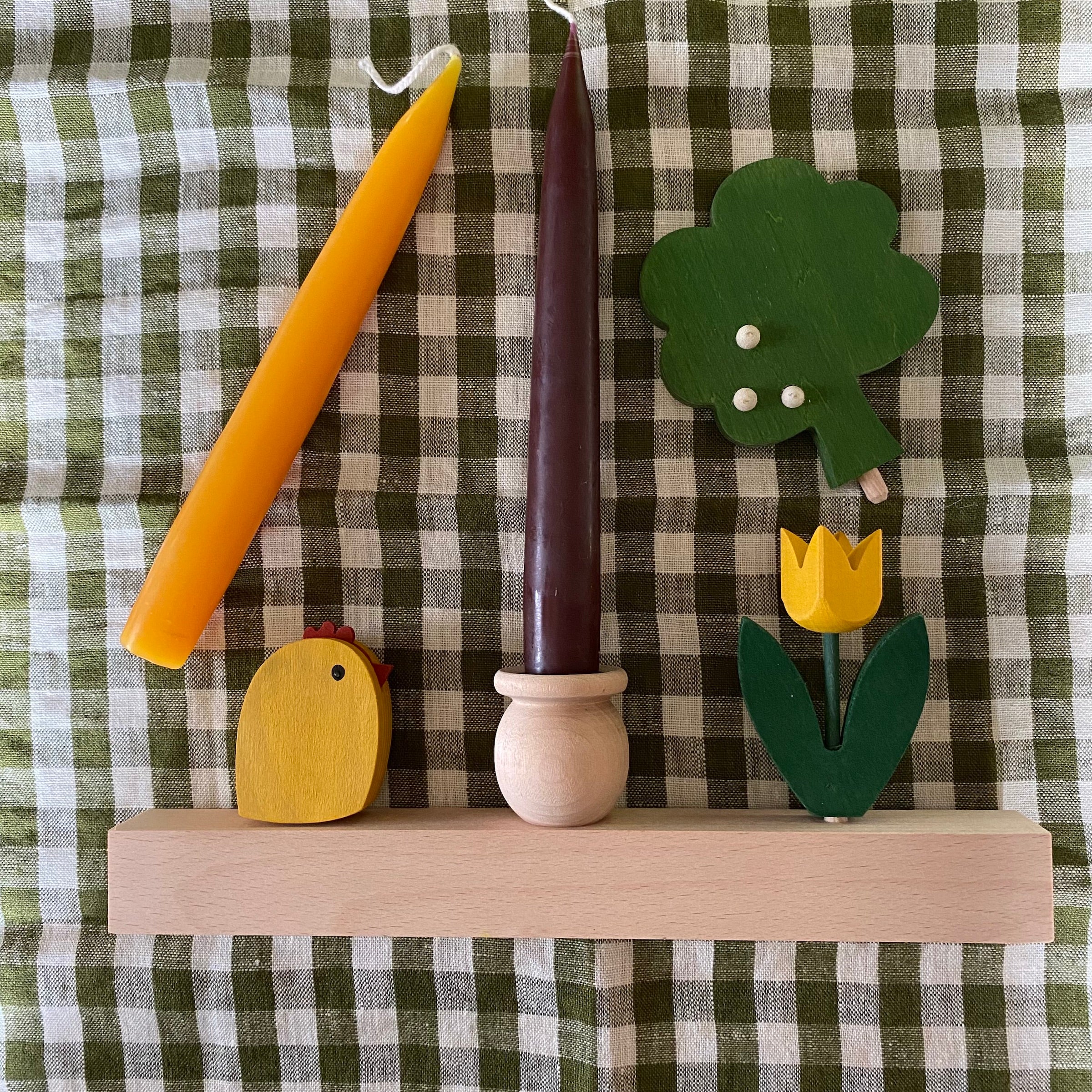 'Chick, Tulip and Tree Candle Holder'
