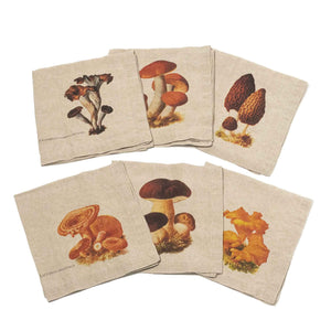 'Wild Mushrooms Linen Napkins Set'
