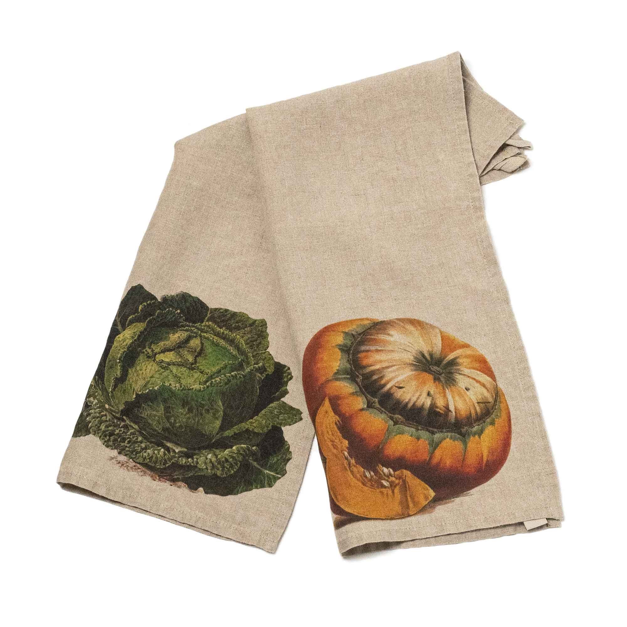 'Pumpkin & Cabbage Linen Towels Set'