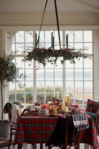 'Lexington Checked Cotton Red/ Green Tablecloth'