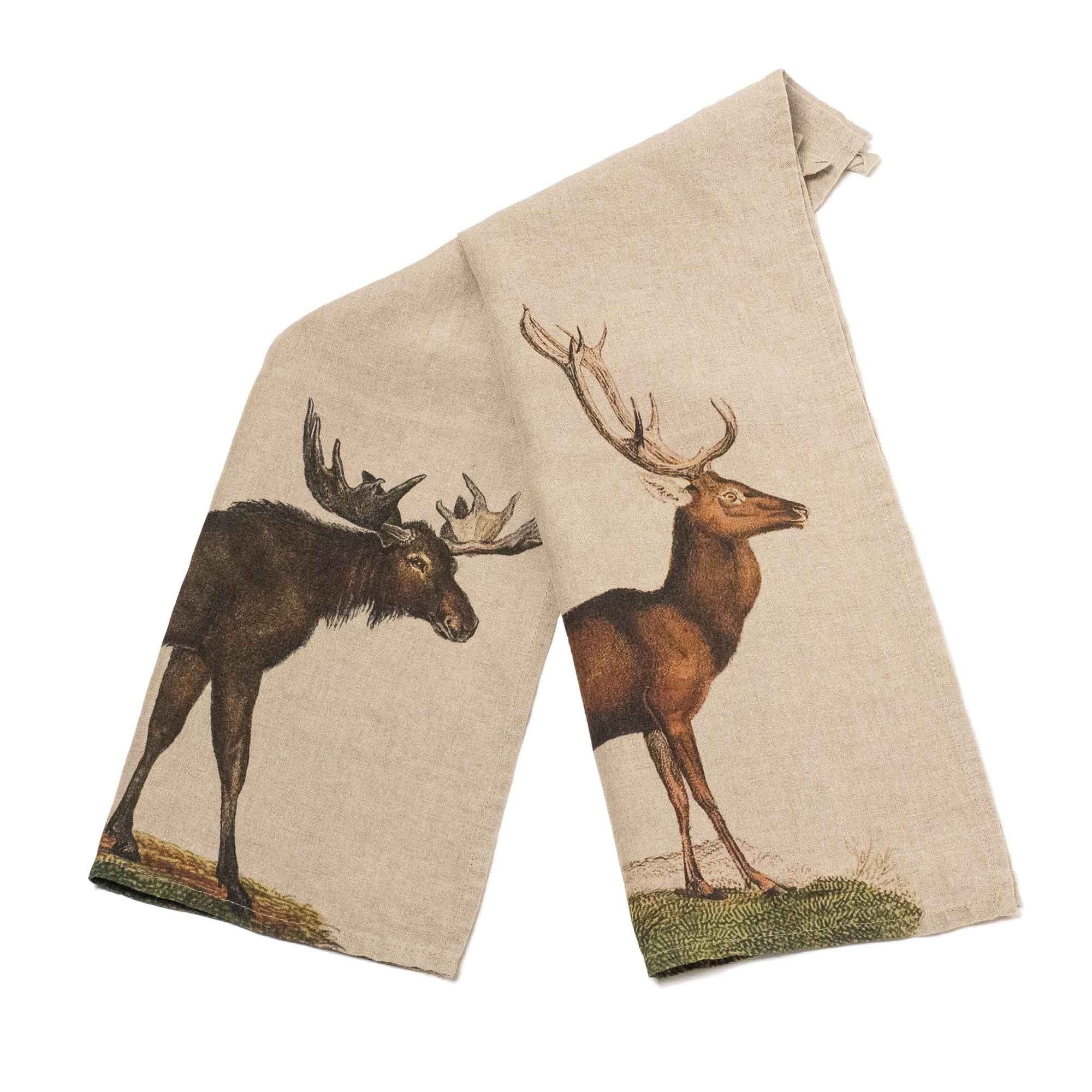 'Deer & Moose Linen Towels Set'
